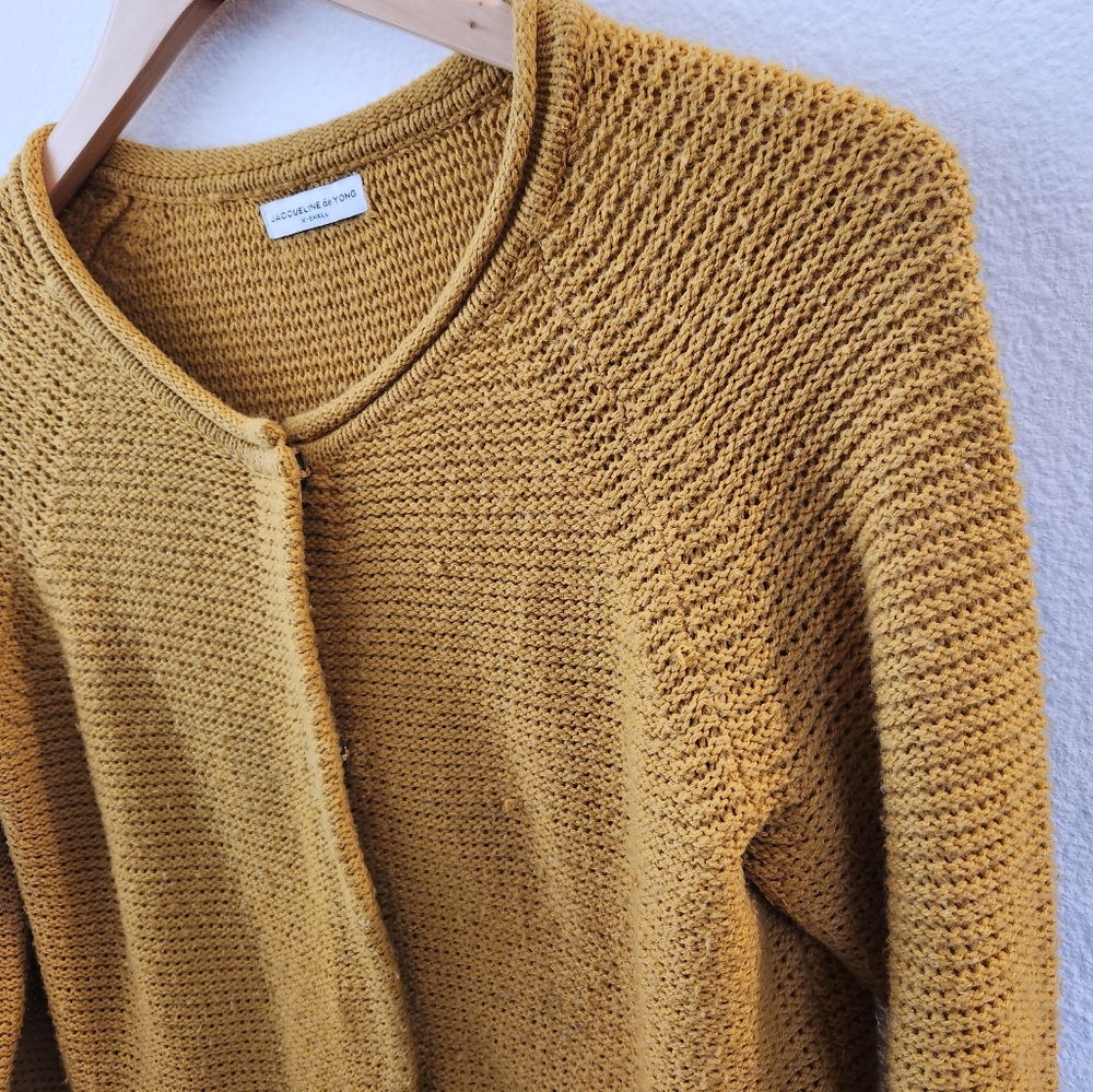 Jacqueline de Yong Women's Mustard Yellow Knit Cardigan Extra Small XS - Picture 5 of 10